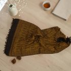 Châle noir-or 215x105 grande écharpe femme en coton