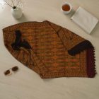 Châle noir-or 215x105 élégant châle femme en coton