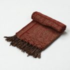 Élégant châle femme 215x105 bordeaux-beige à motif authentique