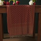 Élégant châle femme 215x105 bordeaux-beige à motif authentique