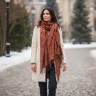 Élégant châle femme 215x105 bordeaux écharpe en coton
