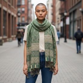 Écharpe élégante 215x105 verte mince châle femme homme