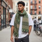 Écharpe élégante 215x105 verte mince châle femme homme