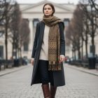 Écharpe élégante vert foncé 215x105 mince châle femme
