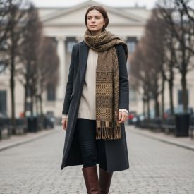 Écharpe élégante vert foncé 215x105 mince châle femme