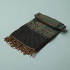 Écharpe à motif oriental 215x105 vert-bleu châle en coton