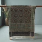 Écharpe à motif oriental 215x105 vert-bleu châle en coton