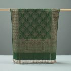 Écharpe à motif oriental 215x105 vert châle en coton