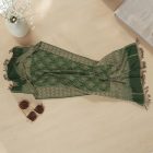 Écharpe à motif oriental 215x105 vert châle en coton