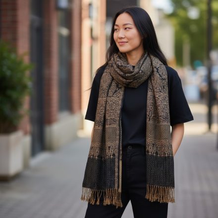 Grande écharpe 215x105 grande écharpe femme marron-bleu