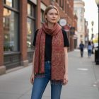 Écharpe rouge 215x105 grande écharpe femme en coton