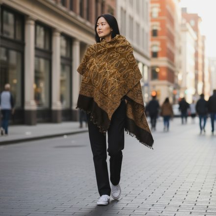 Écharpe élégante dorée-noire 215x105 mince écharpe femme