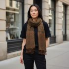 Grande écharpe vert foncé 215x105 grand châle pour femme