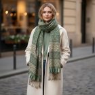 Grande écharpe verte 215x105 grand châle pour femme et homme