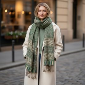   Grande écharpe verte 215x105 grand châle pour femme et homme