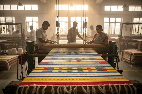 fabrication d’un Kilim Larya indien