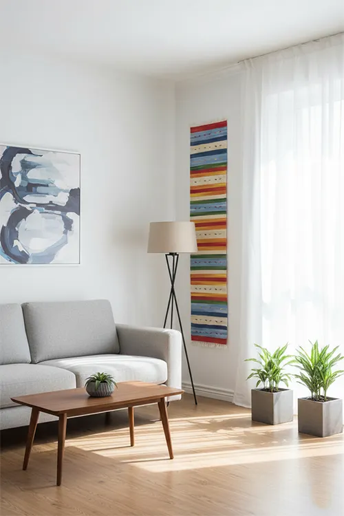 tapis coloré utilisé comme décoration murale